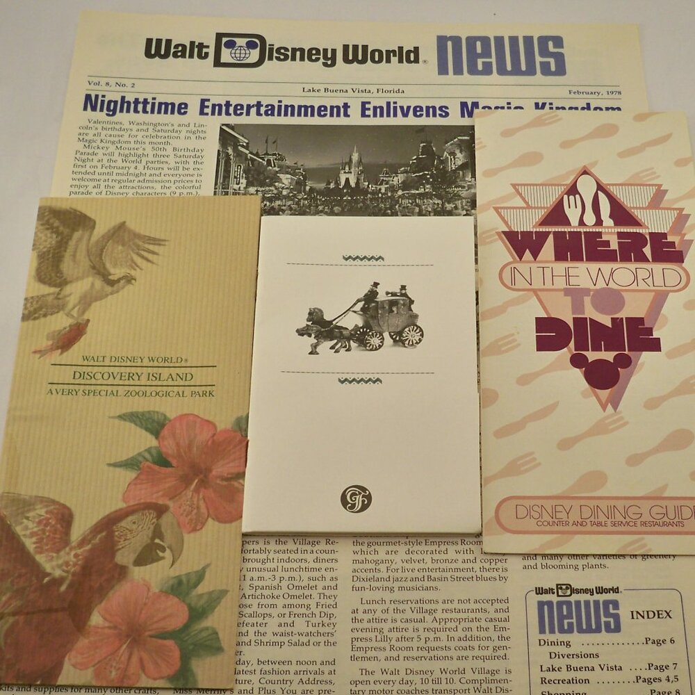 Disney World Discovery Isl, Grend Floridian Guide, Newspapers, 70s, 80s Ephemera